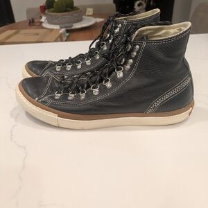 Men's Converse Size 10 Black High-Top Leather Sneakers